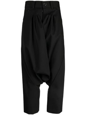 Fumito Ganryu wool drop-crotch trousers - Black