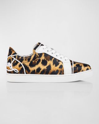 Fun Vieira Leopard Script Red Sole Sneakers