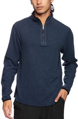 Fundamental Coast Men's Andy Reversible Quarter-Zip Sweatshirt in Dark Sea