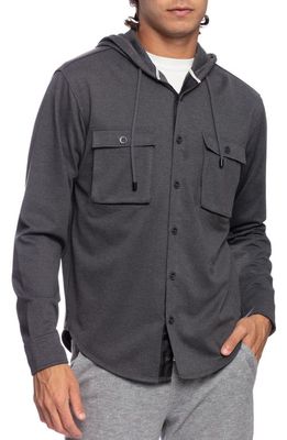 Fundamental Coast Talbot Hooded Button-Up Shirt in Iron