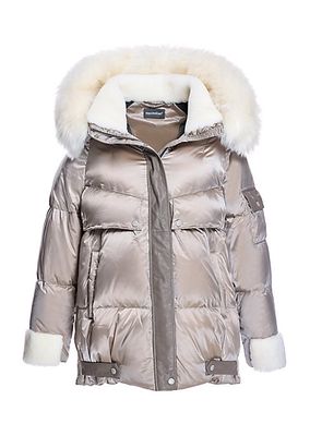Fur-Trim Quilted Down Puffer