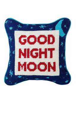 Furbish Studio Good Night Moon Needlepoint Pillow in Navy.