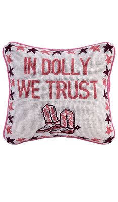 Furbish Studio Trust Dolly Needlepoint Pillow in Pink.