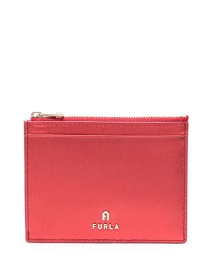 Furla Camelia logo-lettering leather cardholder - Red