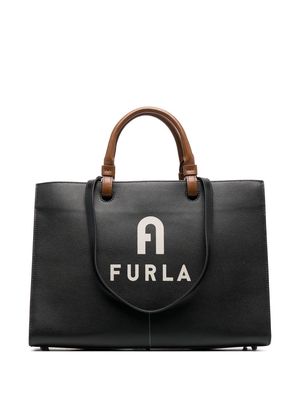 Furla large logo-print tote bag - Black