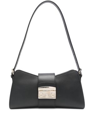 Furla logo-engraved leather shoulder bag - Black