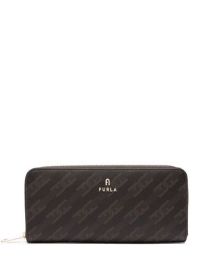 Furla logo-plaque monogram-pattern purse - Brown