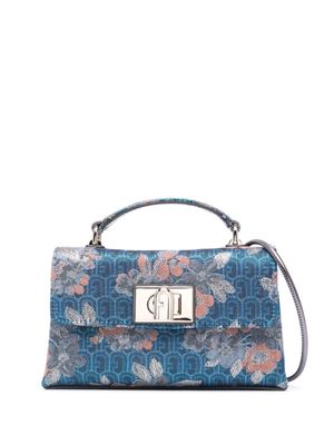 Furla monogram-pattern turn-clasp fastening mini bag - Blue