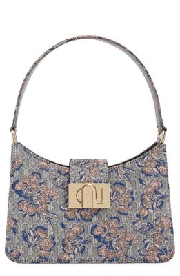 Furla Small 1927 Floral Jacquard Shoulder Bag in Toni Color Silver