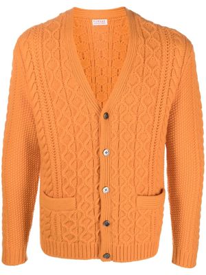 FURSAC cable-knit V-neck cardigan - Orange