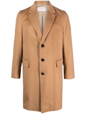 FURSAC cashmere single-breasted coat - Brown