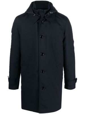 FURSAC detachable-hood single-breasted coat - Blue