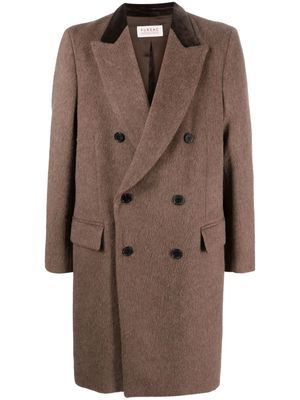 FURSAC double-breasted brushed coat - Brown