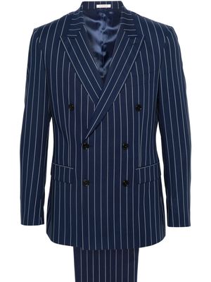 FURSAC double-breasted striped wool suit - Blue