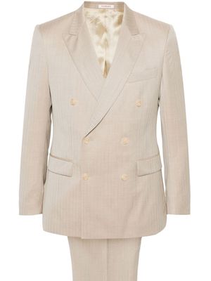 FURSAC double-breasted striped wool suit - Neutrals