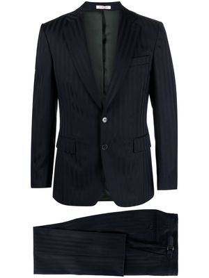 FURSAC tonal-striped single-breasted virgin wool suit - Blue