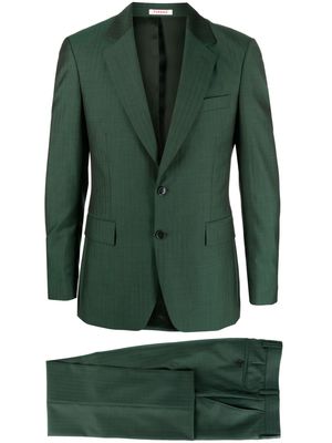 FURSAC tonal-striped single-breasted virgin wool suit - Green