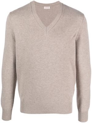 FURSAC V-neck fine-knit jumper - Neutrals