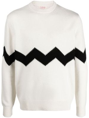 FURSAC zigzag-pattern round-neck jumper - Neutrals