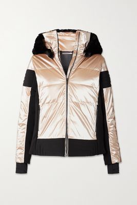 Fusalp - Gardena Hooded Faux Fur-trimmed Paneled Metallic Ski Jacket - Pink