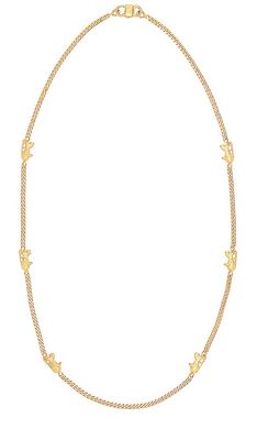 FWRD Renew Celine Carriage Long Chain Necklace in Metallic Gold.