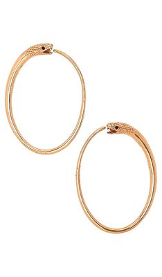 FWRD Renew Celine Snake Motif Earrings in Metallic Gold.