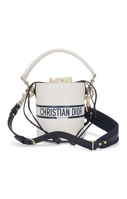 FWRD Renew Dior Calfskin 2 Way Bucket Bag in White.