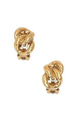 FWRD Renew Dior Clip On Earrings in Metallic Gold.