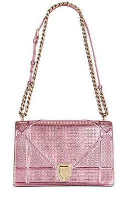 FWRD Renew Dior Metallic Diorama Shoulder Bag in Pink.