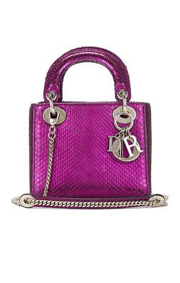 FWRD Renew Dior Python Mini Lady Handbag in Purple.