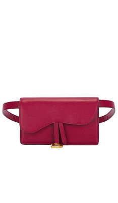 FWRD Renew Dior Saddle Waist Bag in Red.