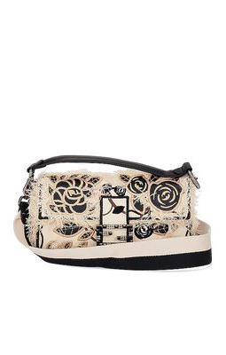 FWRD Renew Fendi Floral Embroidered Baguette Bag in Ivory.