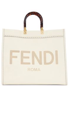 FWRD Renew Fendi Sunshine Tote Bag in Ivory.