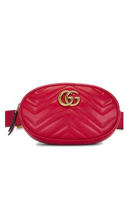 FWRD Renew Gucci GG Marmont Quilted Waist bag in Red.
