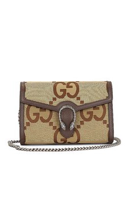 FWRD Renew Gucci Jumbo GG Dionysus Chain Shoulder Bag in Brown.