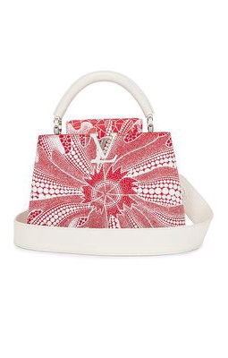 FWRD Renew Louis Vuitton Calfskin Capucines Handbag in Red.