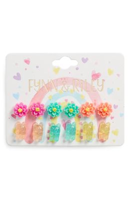 FYNN AND RILEY Kids' Set of 6 Gummy Bear & Flower Earrings in Multi 