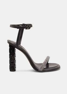 G Cube Crystal Ankle-Strap Sandals