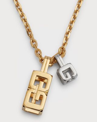 G Cube Mixed Metal Pendant Necklace
