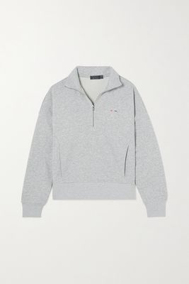 G/FORE - Embroidered Cotton-blend Jersey Half-zip Sweatshirt - Gray
