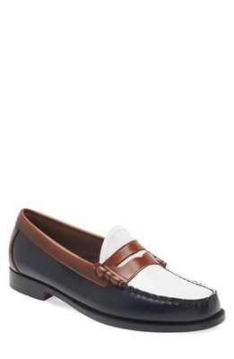 G.H. BASS Larson Tricolor Penny Loafer in Navy Tan White