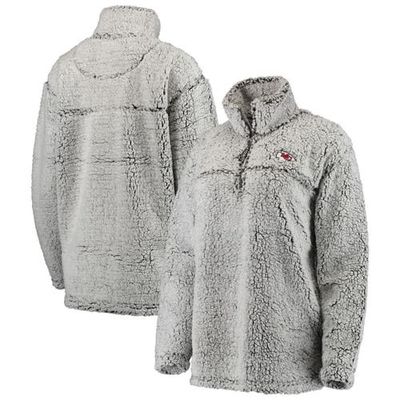 G-III 4HER BY CARL BANKS Women's Gray Kansas City Chiefs Sherpa Quarter-Zip Pullover Jacket