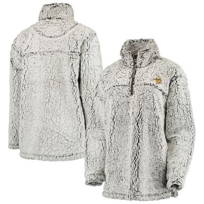 G-III 4HER BY CARL BANKS Women's Gray Minnesota Vikings Sherpa Quarter-Zip Pullover Jacket