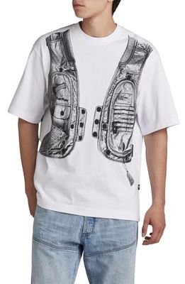 G-STAR Archive Vest Boxy Organic Cotton Graphic T-Shirt in White 