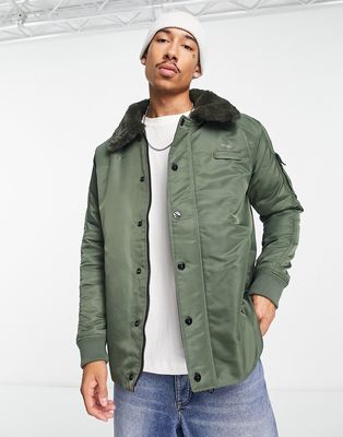 G-Star Field liner jacket with removable faux fur collar in khaki-Green