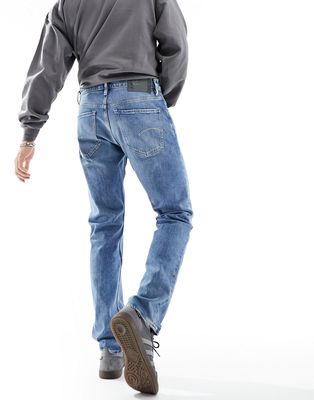 G-Star mosa straight fit jeans in midwash blue denim-Navy