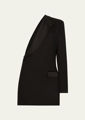 Gabardine One-Shoulder Jacket