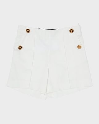 Gabardine Sailor Shorts with Medusa Buttons, Size 8-14
