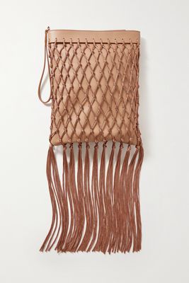 Gabriela Hearst - Adi Fringed Crochet-trimmed Leather Clutch - Neutrals