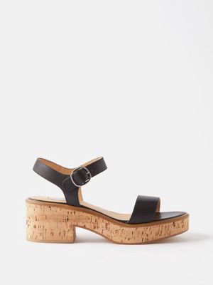 Gabriela Hearst - Alexandria Leather And Cork Platform Sandals - Womens - Black